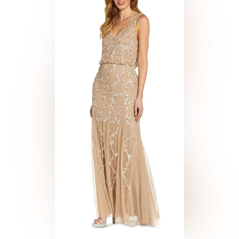 Adrianna Papell Embellished Cowl-Back Gown - size 14
